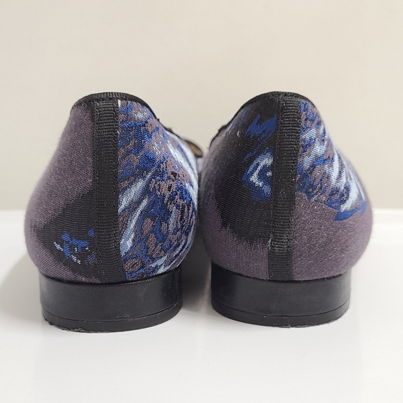 Talbots Blue & Black Textured Fabric Almond Toe Flats 8½ Wide - Picture 7 of 12